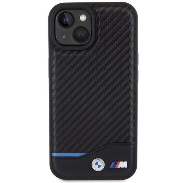 BMW BMW Mobilskal till iPhone 15 Plus Läder Carbon - Svart