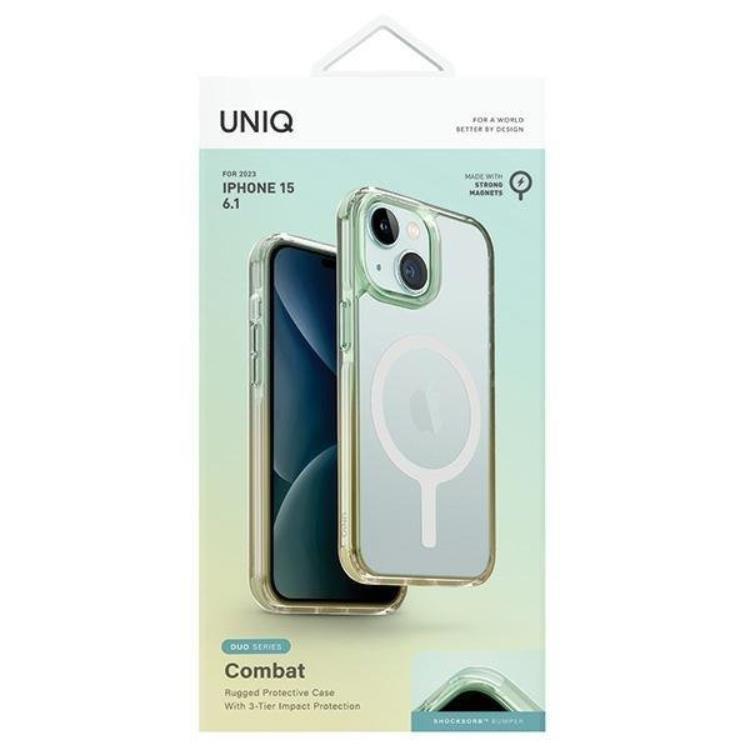 UNIQ UNIQ Mobilskal till iPhone 15 Magsafe Combat Duo - Grön/Gul