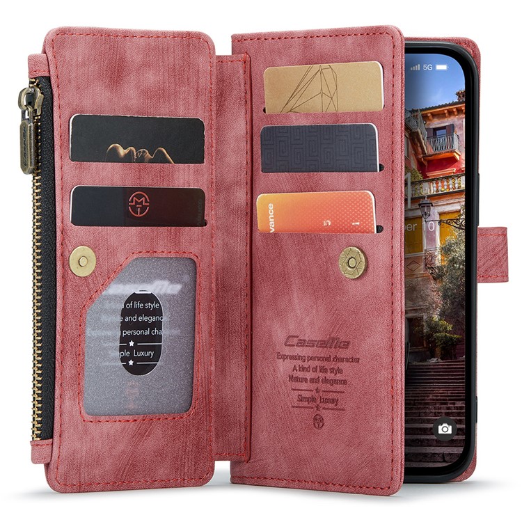 Caseme CASEME iPhone 15 Pro Max Plånboksfodral C30 Zipper - Röd