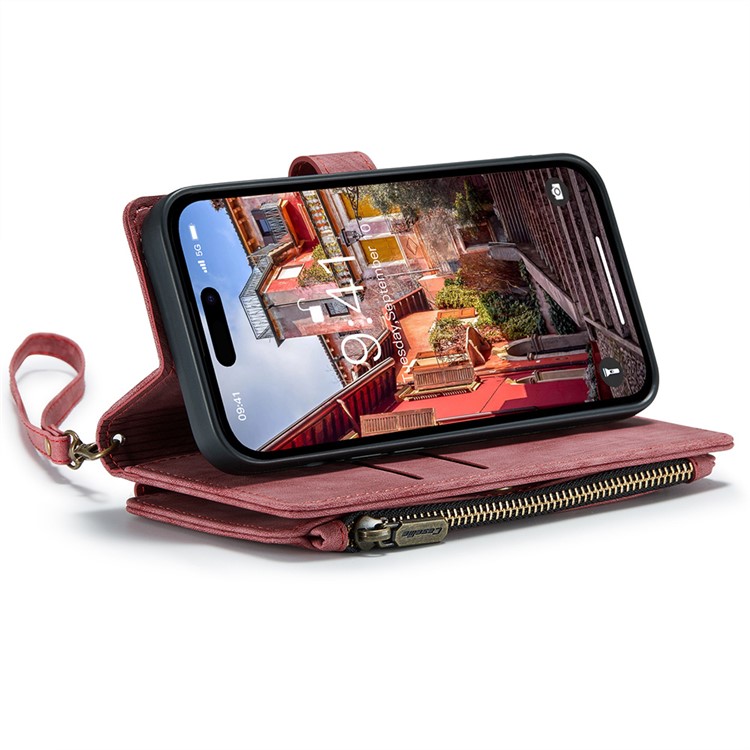 Caseme CASEME iPhone 15 Pro Max Plånboksfodral C30 Zipper - Röd