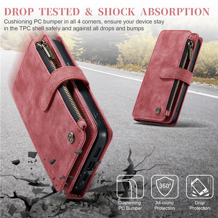 Caseme CASEME iPhone 15 Pro Max Plånboksfodral C30 Zipper - Röd