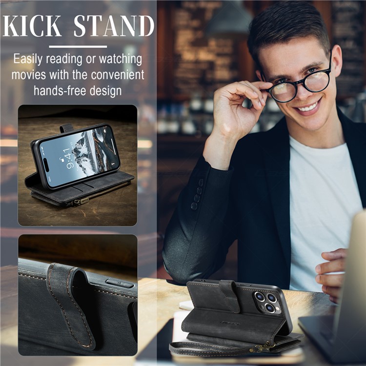 Caseme CASEME iPhone 15 Pro Max Plånboksfodral C30 Zipper - Svart