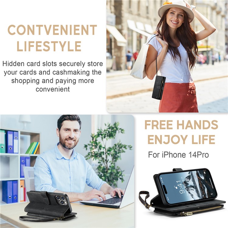 Caseme CASEME iPhone 15 Pro Max Plånboksfodral C30 Zipper - Svart