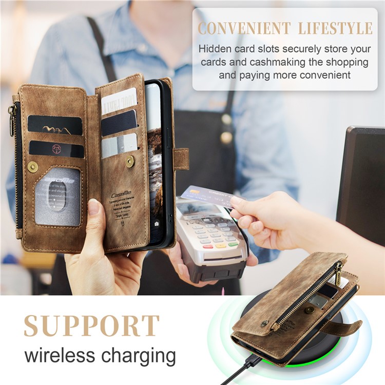 Caseme CASEME iPhone 15 Plus Plånboksfodral C30 Zipper - Brun