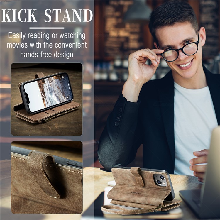 Caseme CASEME iPhone 15 Plus Plånboksfodral C30 Zipper - Brun