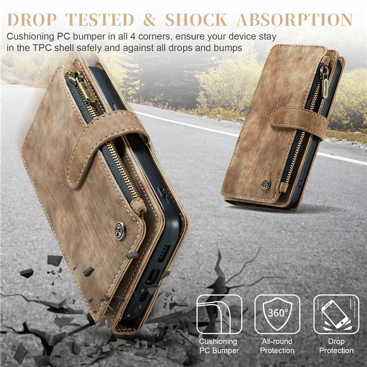 Caseme CASEME iPhone 15 Plus Plånboksfodral C30 Zipper - Brun