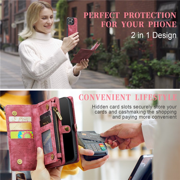 Caseme CASEME iPhone 15 Pro Plånboksfodral 008 Detachable - Röd