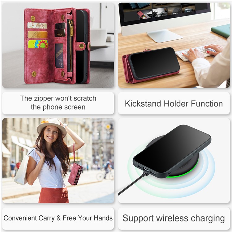 Caseme CASEME iPhone 15 Pro Plånboksfodral 008 Detachable - Röd