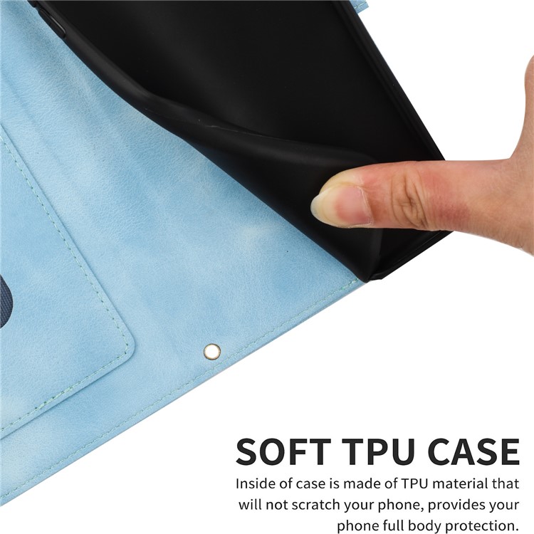 OEM iPhone 15 Pro Plånboksfodral Flower Pattern - Ljusblå