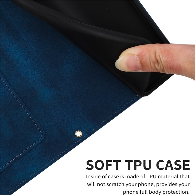 OEM iPhone 15 Pro Plånboksfodral Flower Pattern - Mörkblå