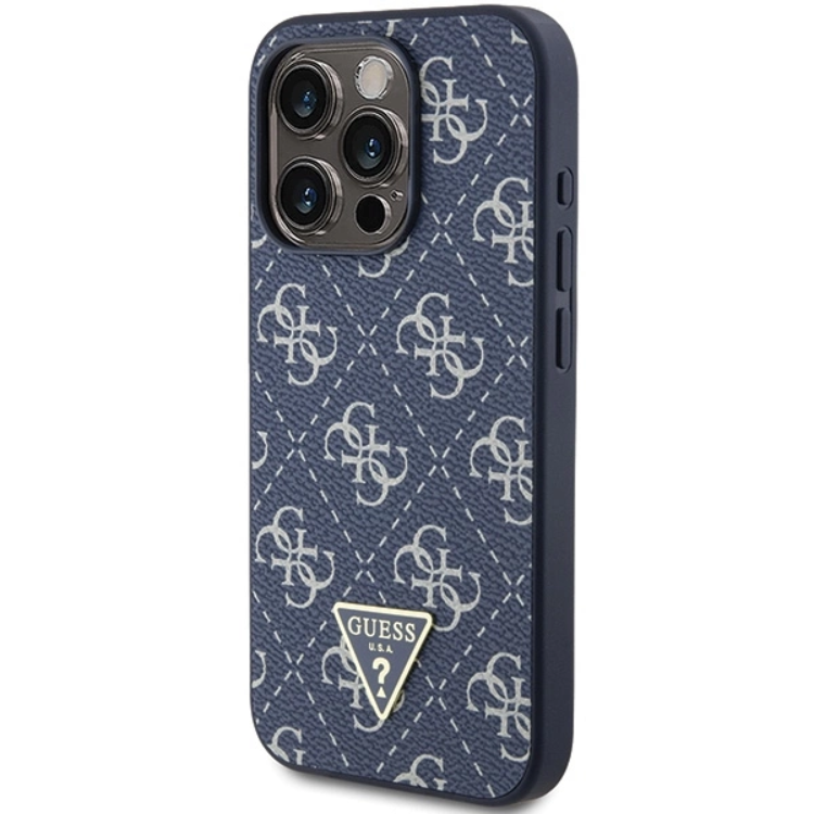 Guess Guess iPhone 15 Pro Max Mobilskal Triangle Metall Logo - Blå