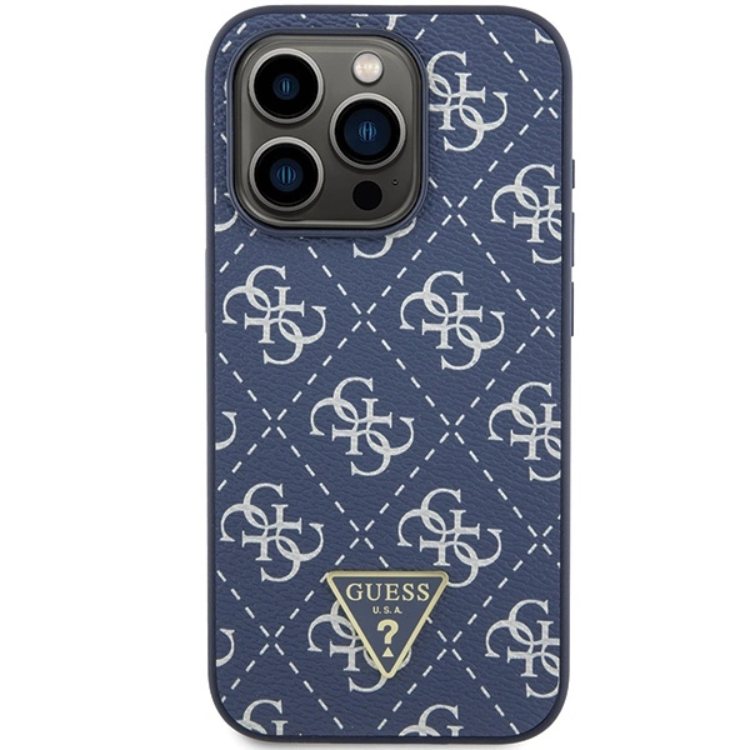 Guess Guess iPhone 15 Pro Max Mobilskal Triangle Metall Logo - Blå