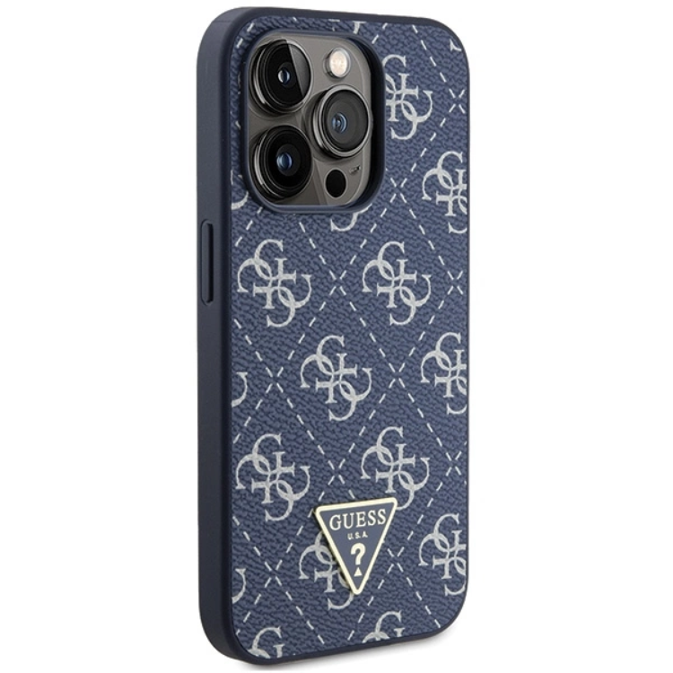 Guess Guess iPhone 15 Pro Max Mobilskal Triangle Metall Logo - Blå