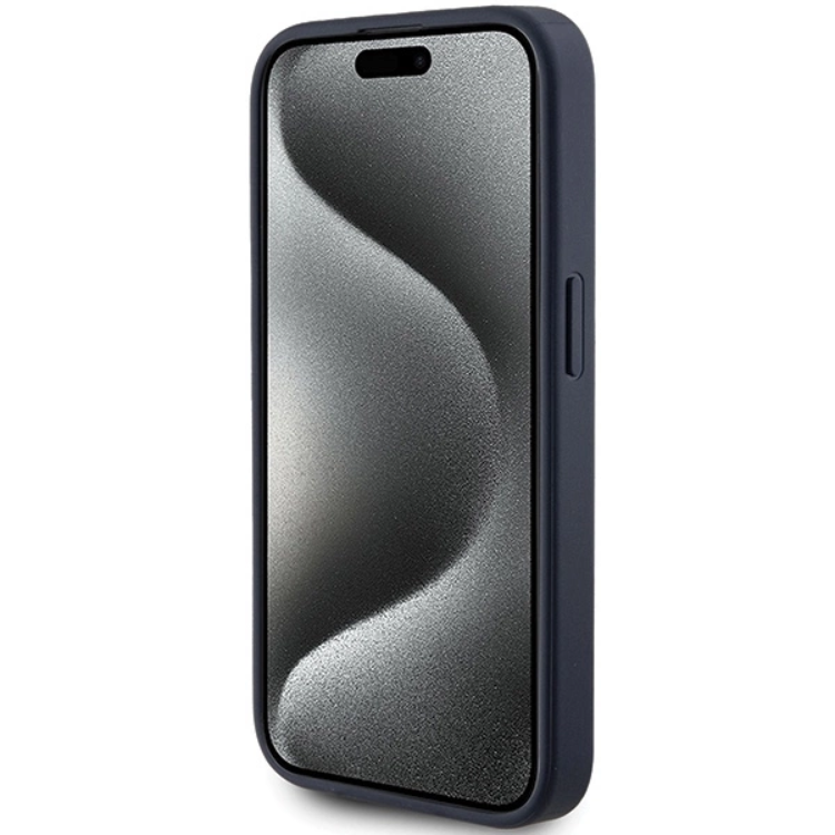 Guess Guess iPhone 15 Pro Max Mobilskal Triangle Metall Logo - Blå