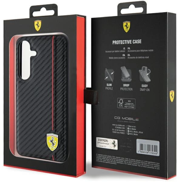 Ferrari Ferrari Mobilskal till Galaxy S24 Plus Carbon Printed Line - Svart