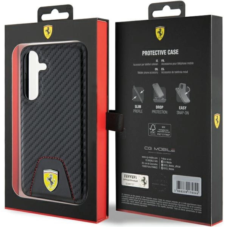 Ferrari Ferrari Mobilskal till Galaxy S24 Plus Carbon Stitched Bottom - Svart