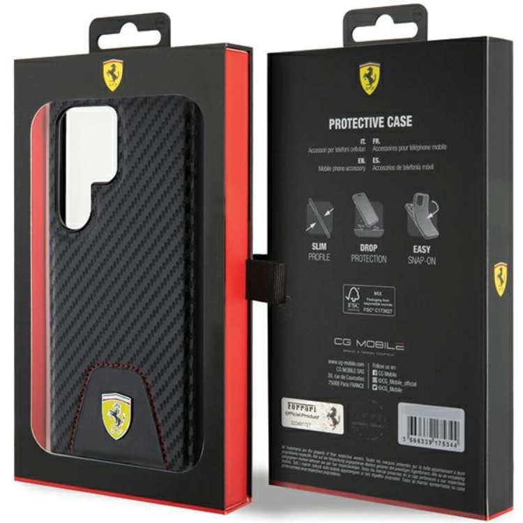 Ferrari Ferrari Mobilskal till Galaxy S24 Ultra Carbon Stitched Bottom - Svart
