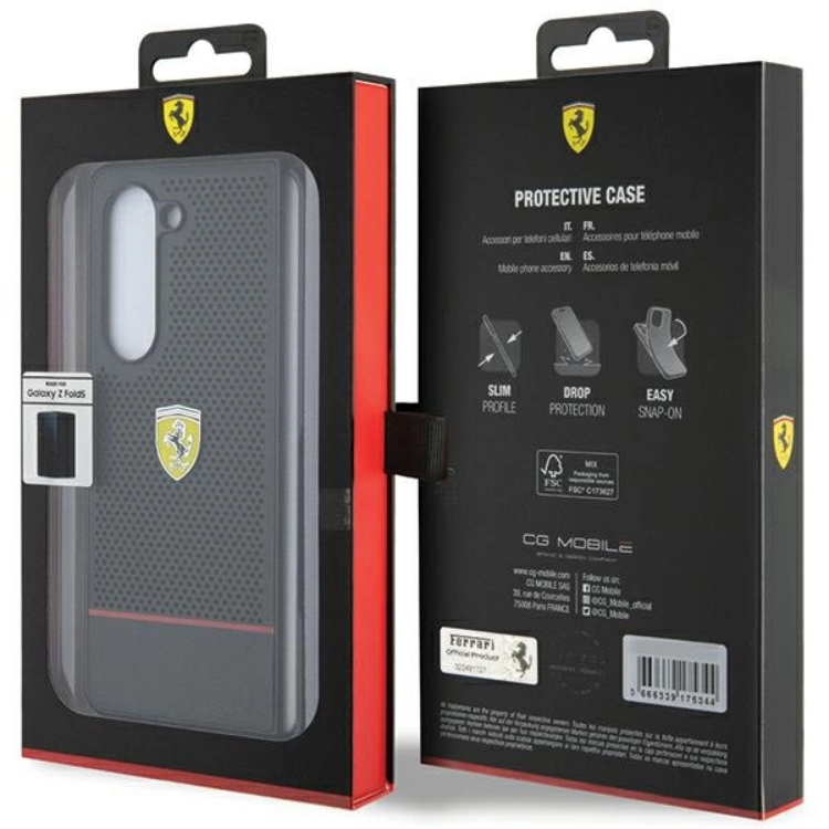Ferrari Ferrari Mobilskal till Galaxy Z Fold 5 Perforated Line - Svart