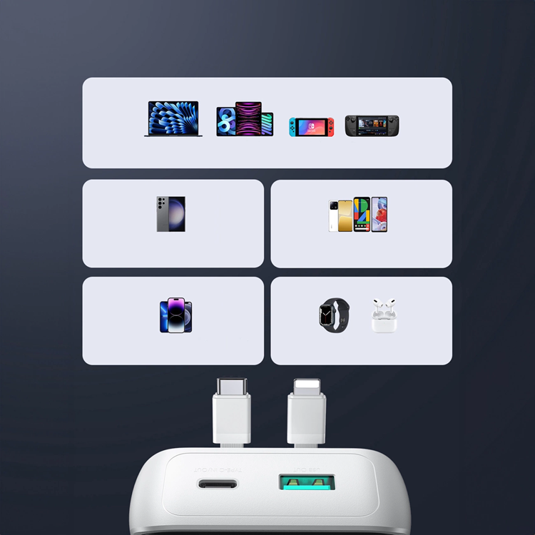 Joyroom Joyroom Powerbank 10000mAh 30W med Lightning/USB-C Kablar - Vit