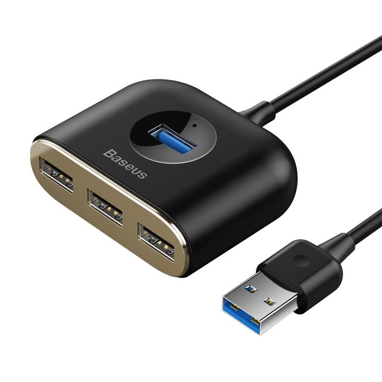 BASEUS Baseus Square round 4 in 1 USB HUB Adapter - Svart