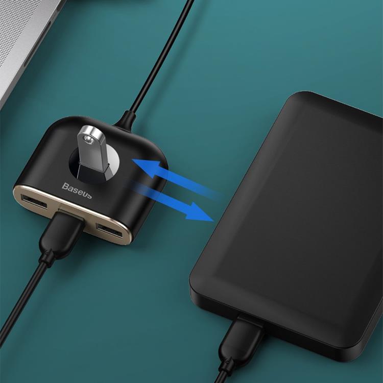 BASEUS Baseus Square round 4 in 1 USB HUB Adapter - Svart