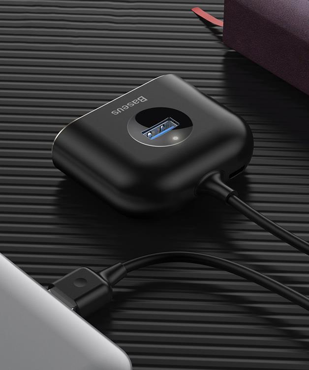 BASEUS Baseus Square round 4 in 1 USB HUB Adapter - Svart