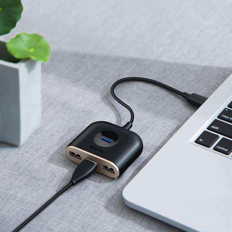 BASEUS Baseus Square round 4 in 1 USB HUB Adapter - Svart