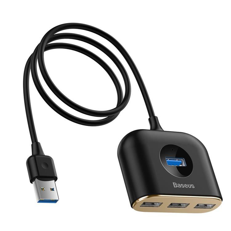 BASEUS Baseus Square round 4 in 1 USB HUB Adapter - Svart