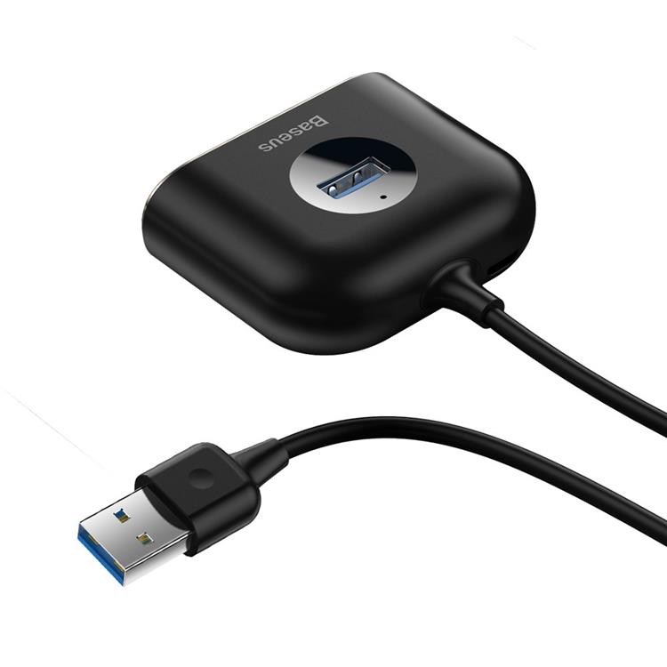 BASEUS Baseus Square round 4 in 1 USB HUB Adapter - Svart