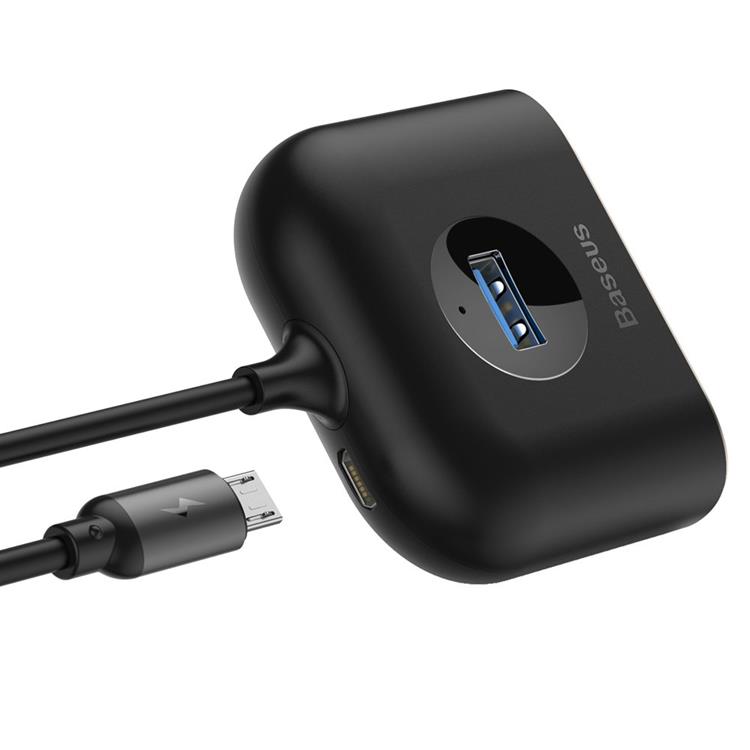 BASEUS Baseus Square round 4 in 1 USB HUB Adapter - Svart