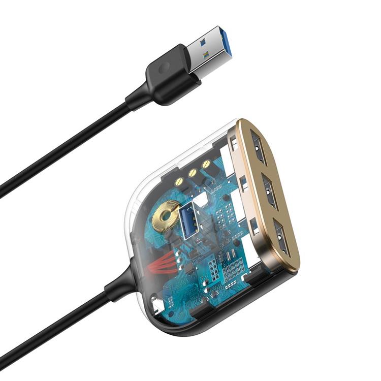 BASEUS Baseus Square round 4 in 1 USB HUB Adapter - Svart