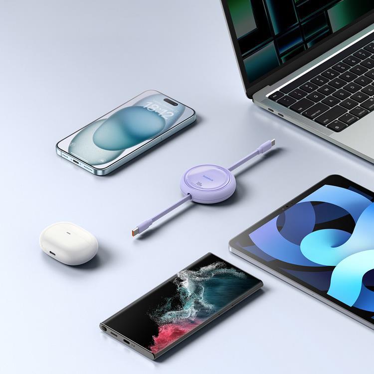 BASEUS Baseus Retractable Free2Draw Mini USB-C - USB-C 100W 1m - Lila