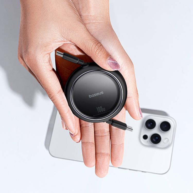 BASEUS Baseus Retractable Free2Draw Mini USB-C - USB-C 100W 1m - Svart