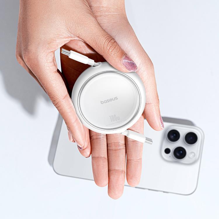 BASEUS Baseus Retractable Free2Draw Mini USB-C - USB-C 100W 1m - Vit