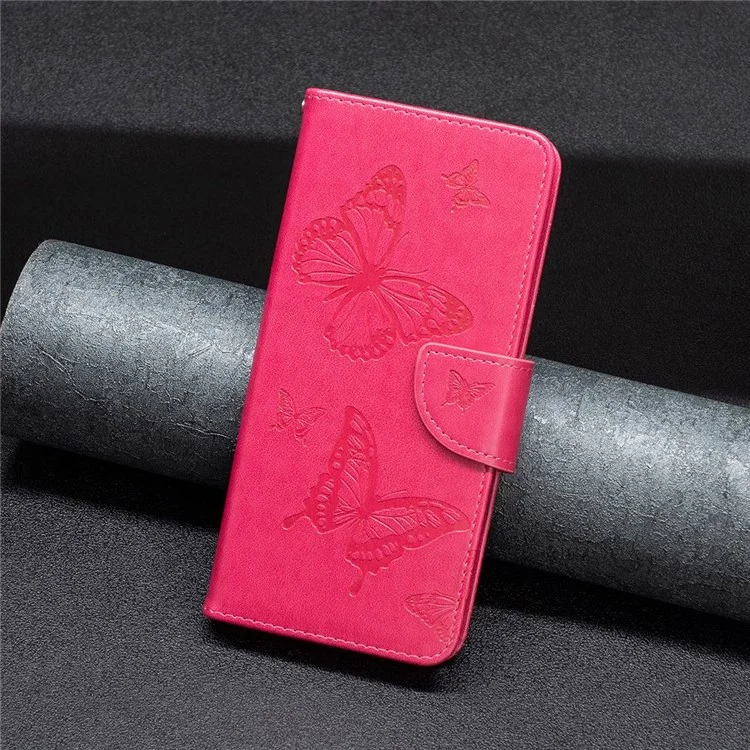 OEM iPhone 14 Pro Plånboksfodral Imprinted Butterfly - Magenta