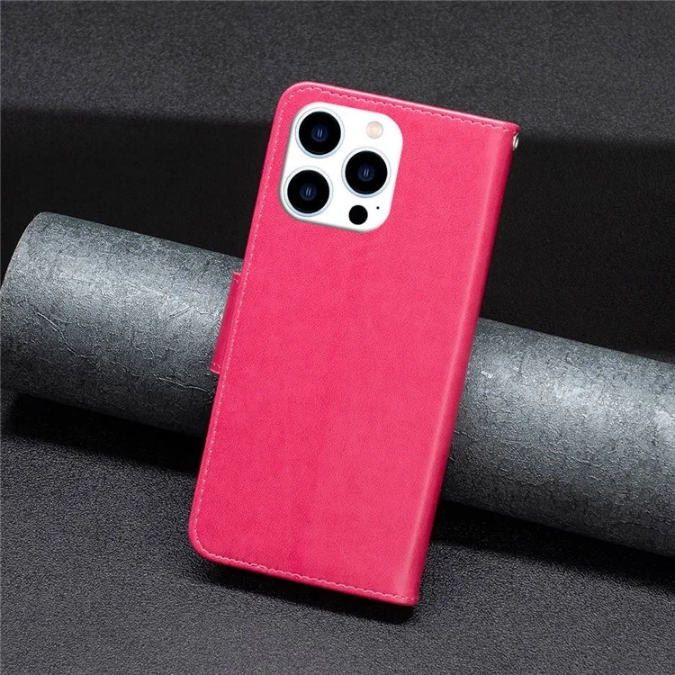 OEM iPhone 14 Pro Plånboksfodral Imprinted Butterfly - Magenta