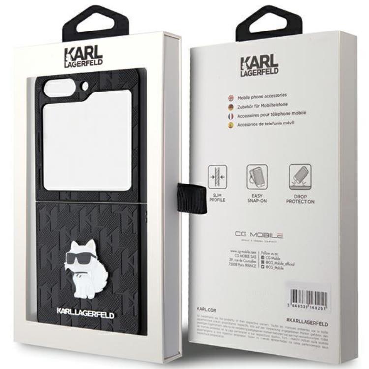 KARL LAGERFELD Karl Lagerfeld Mobilskal till Galaxy Z Flip 5 Saffiano Monogram Choupette Pin