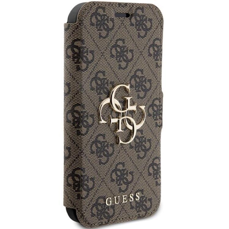 Guess Guess iPhone 15 Pro Plånboksfodral Metall Logo - Brun