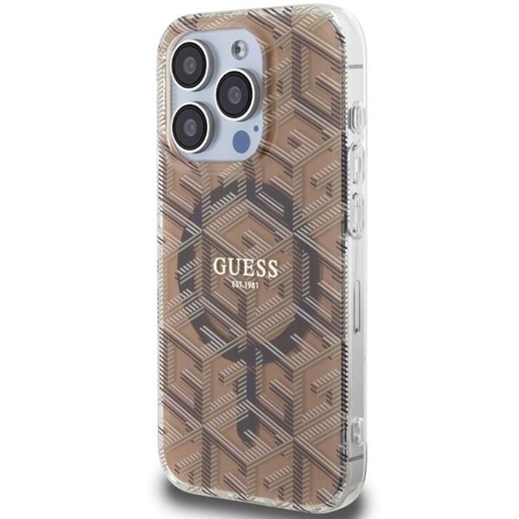 Guess Guess Mobilskal till iPhone 15 Pro Magsafe IML GCube - Brun