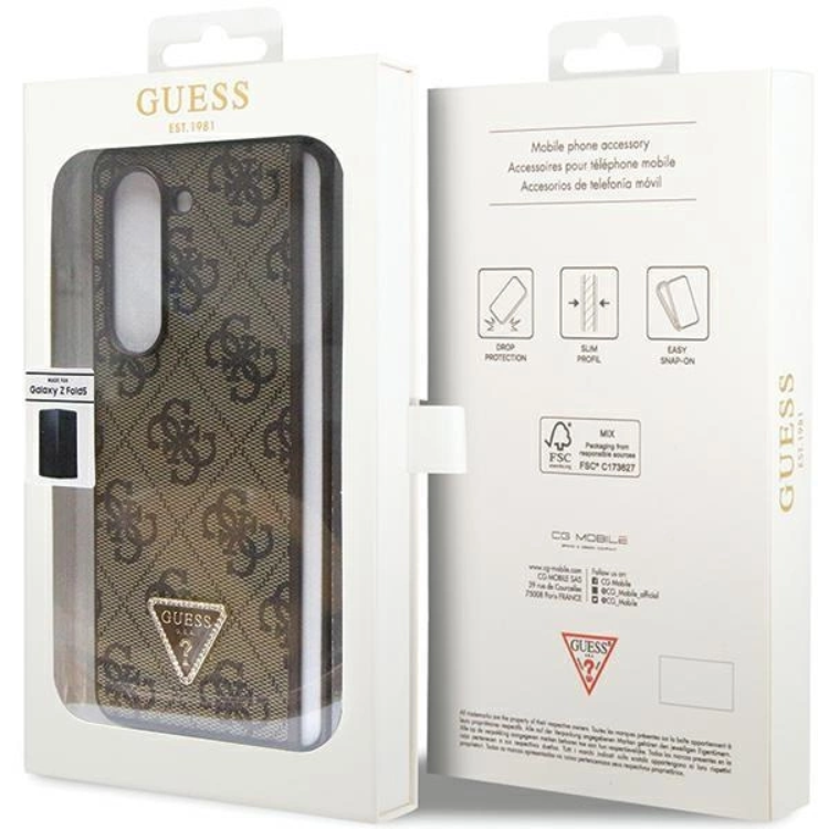 Guess Guess Mobilskal till Galaxy Z Fold 5 Läder Diamond Triangle - Brun