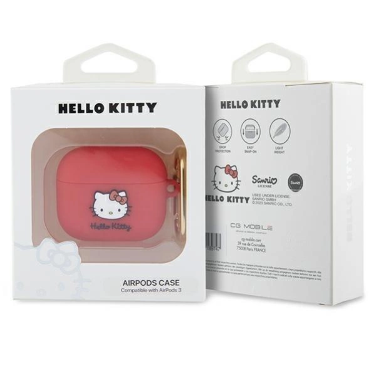 Hello Kitty Hello Kitty AirPods 3 Skal Silikon 3D Kitty Head - Röd
