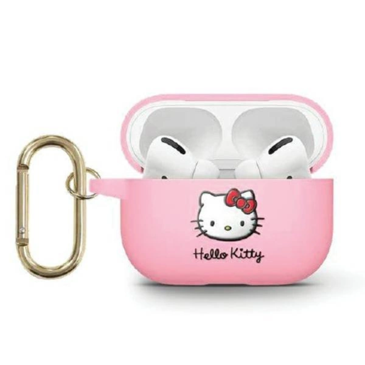 Hello Kitty Hello Kitty AirPods 3 Skal Silikon 3D Kitty Head - Rosa