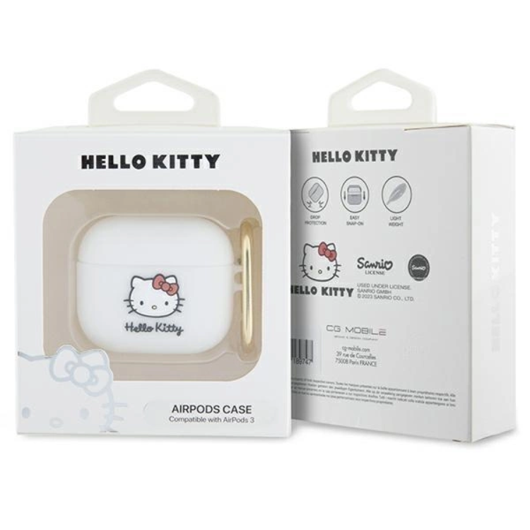 Hello Kitty Hello Kitty AirPods 3 Skal Silikon 3D Kitty Head - Vit