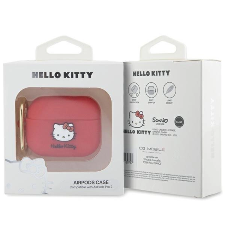 Hello Kitty Hello Kitty AirPods Pro 2 (2022/2023) Skal Silikon 3D Kitty Head - Röd