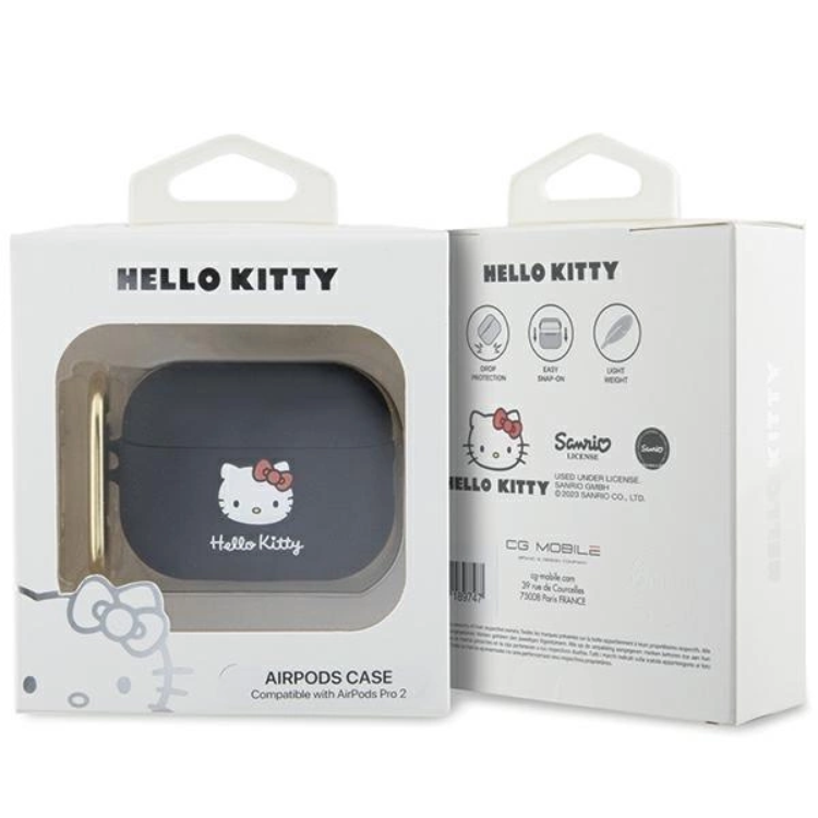 Hello Kitty Hello Kitty AirPods Pro 2 (2022/2023) Skal Silikon 3D Kitty Head - Svart
