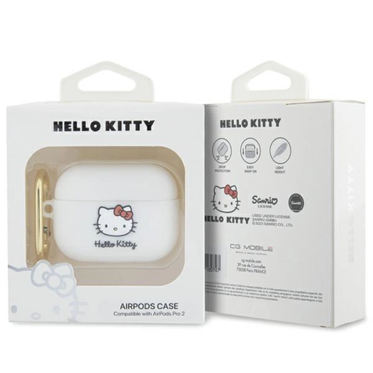 Hello Kitty Hello Kitty AirPods Pro 2 (2022/2023) Skal Silikon 3D Kitty Head - Vit