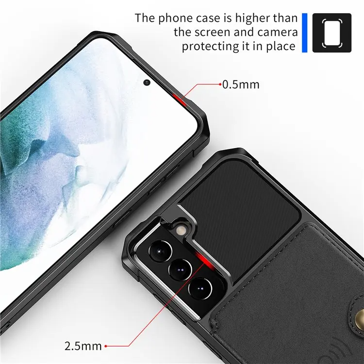 OEM Galaxy S22 Mobilskal Korthållare ZM03 Kickstand - Svart