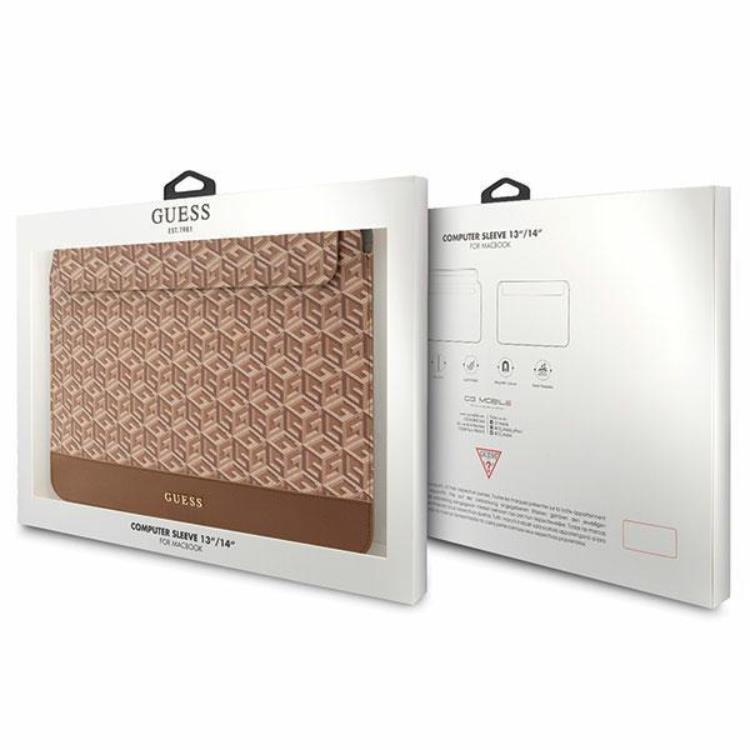 Guess Guess Datorfodral 14'' GCube Stripes - Brun