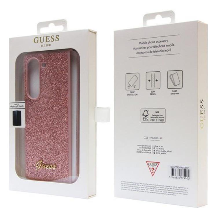 Guess Guess Mobilskal till Galaxy Z Fold 5 Läder Triangle Strass - Rosa