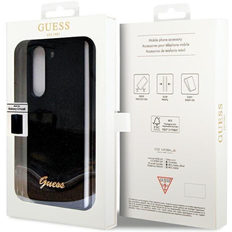 Guess Guess Mobilskal till Galaxy Z Fold 5 Läder Triangle Strass - Svart